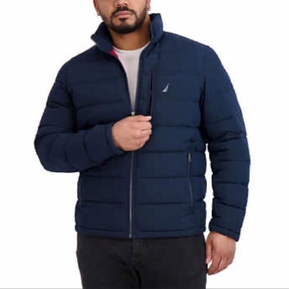 Nautica Men’s Quilted Puffer Jacket Large Mid-Weight - Picture 3 of 8